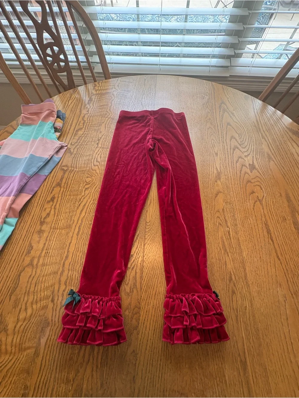 Matilda Jane Size 8 Girls Leggings Lot 4 Pair Velour Ruffles Stripes Crops EUC